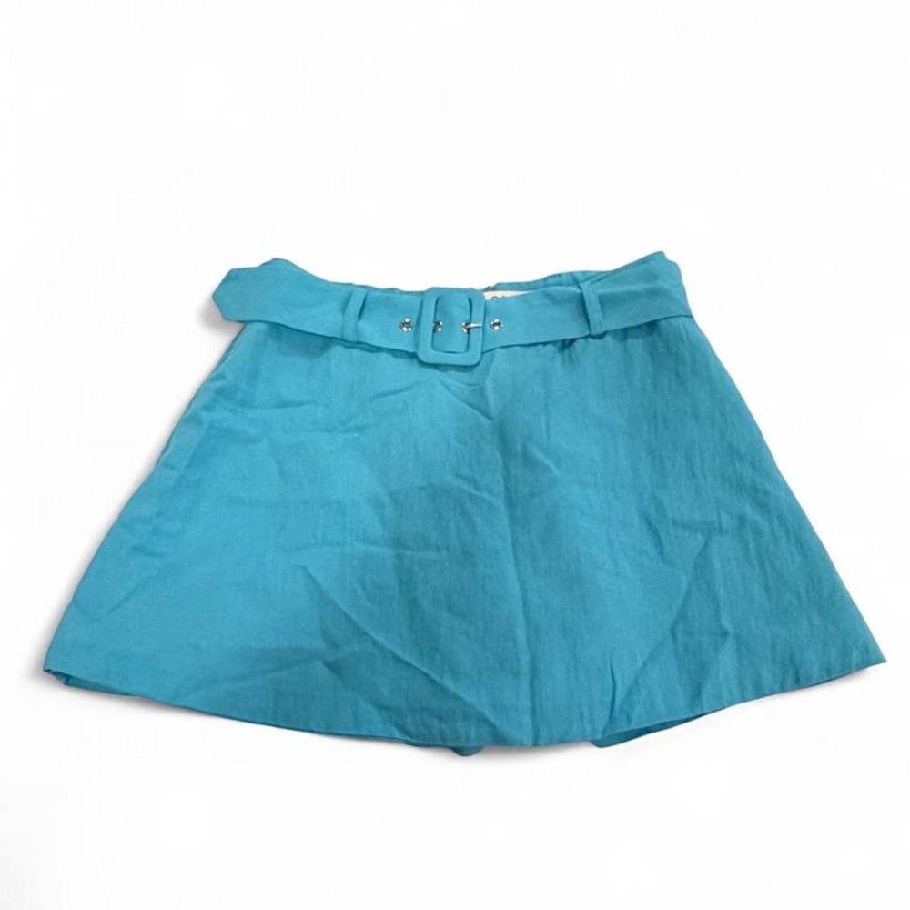 DO+BE Turquoise Blue Belted Skort Mini Skirt Front Shorts Back Size M